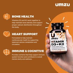 UMZU Vitamin D3 K2 label close-up showing MK-4 and MK-7