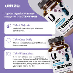 UMZU zuEnzymes bottle pouring capsule to illustrate easy daily use.