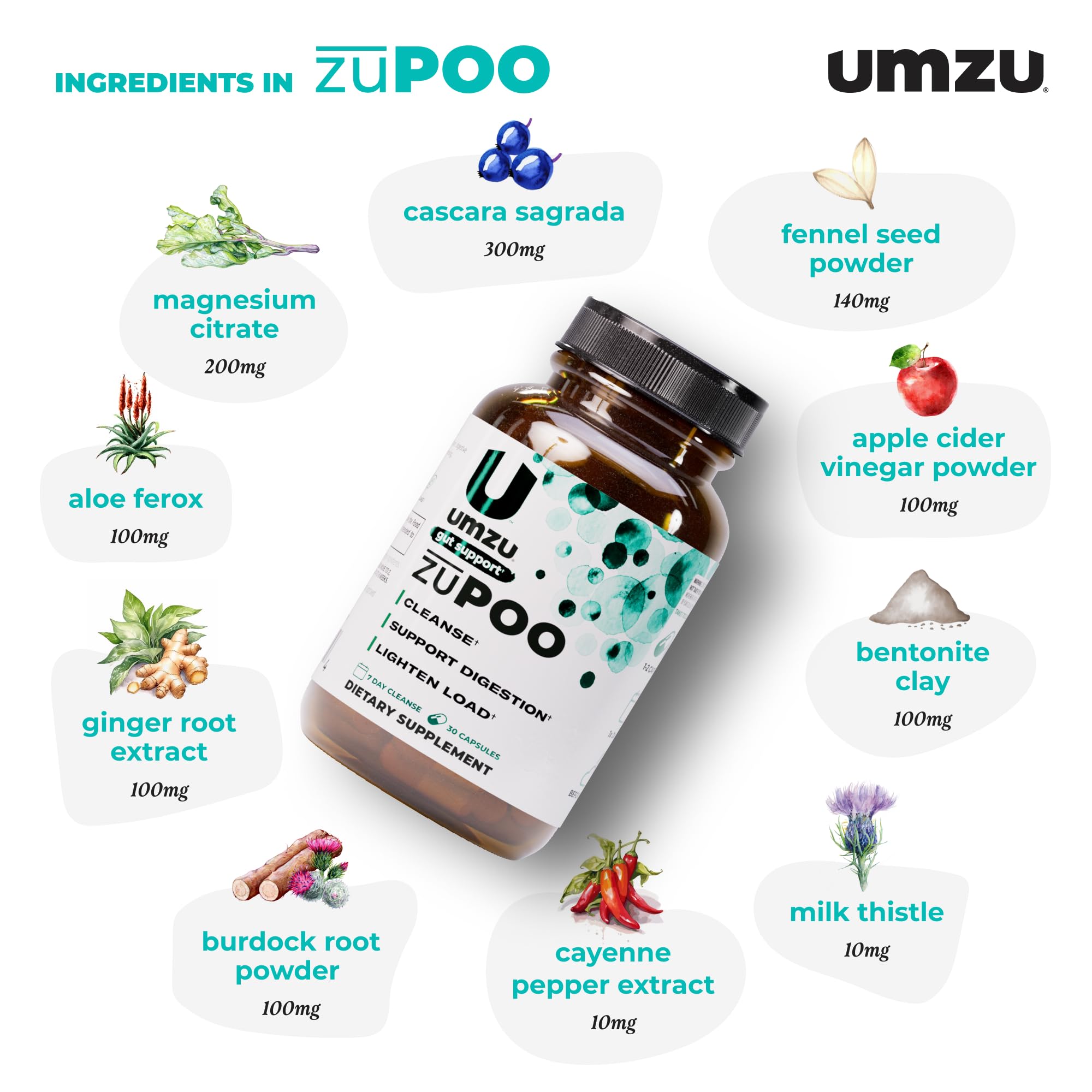 UMZU zuPOO label close-up showing vegan, non-GMO features.