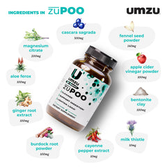 UMZU zuPOO label close-up showing vegan, non-GMO features.