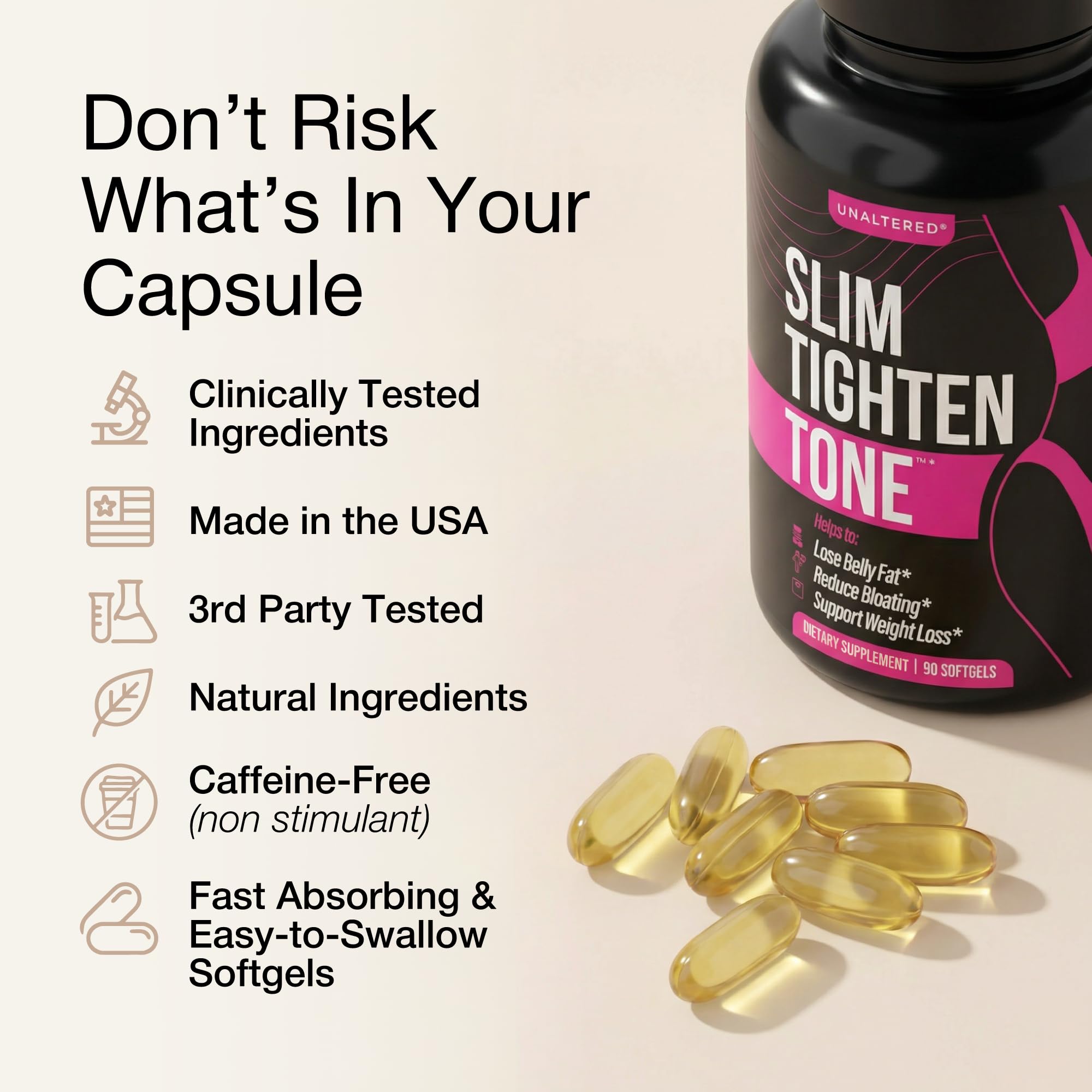UNALTERED Belly Fat Burner supports a toned physique alongside exercise