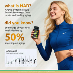 UNcena NAD bottle back with usage directions for daily vitality