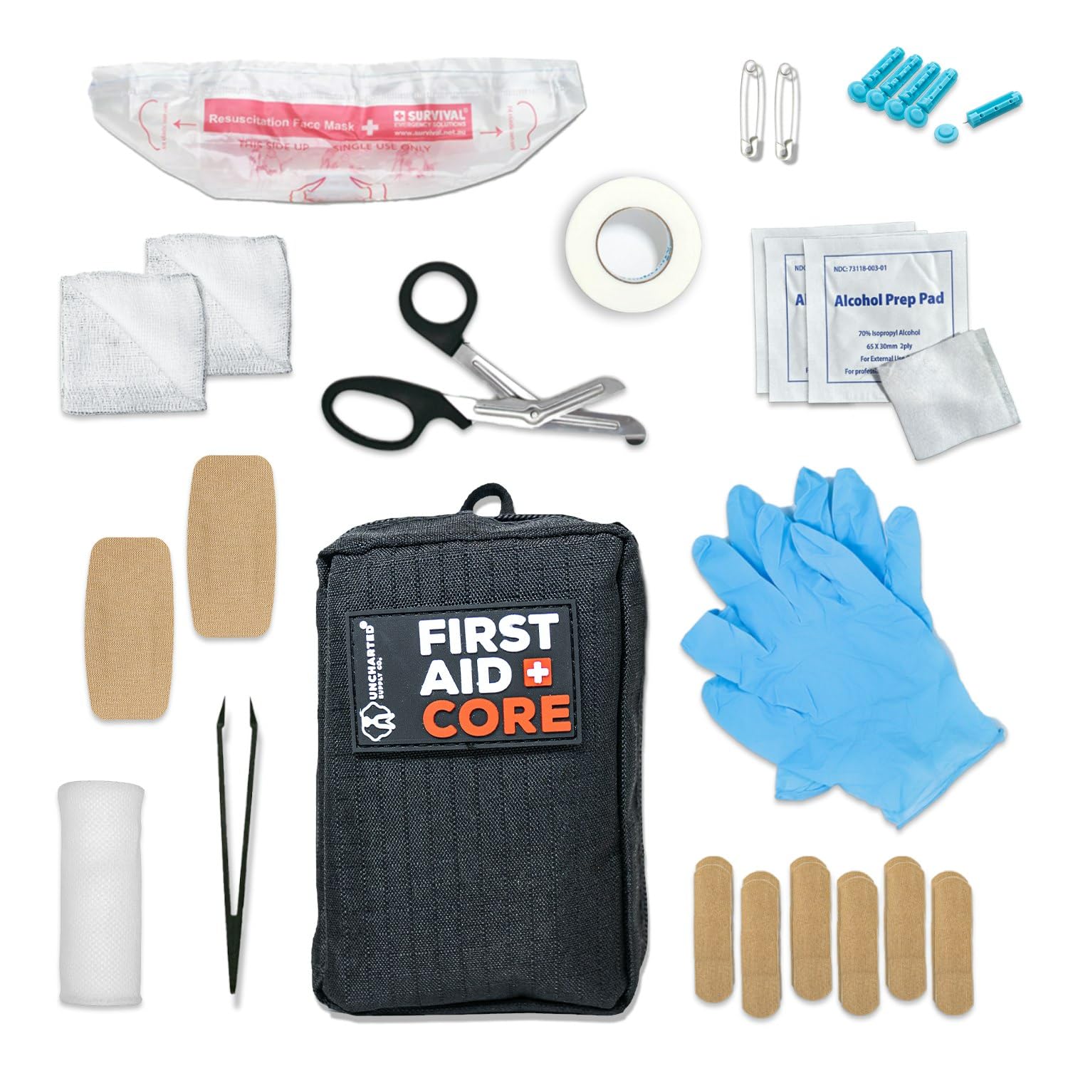 Uncharted Supply Co First Aid Core labeled pockets for quick access and restocking