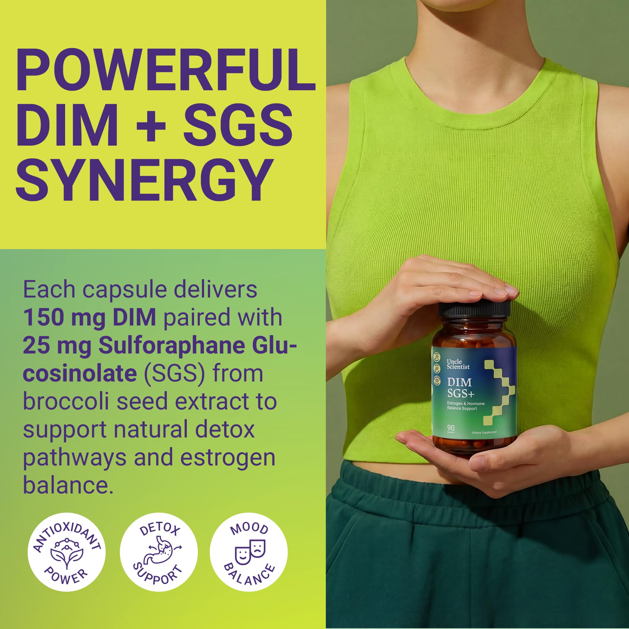 Uncle Scientist DIM SGS+ daily routine visual promotes easy lifestyle integration.