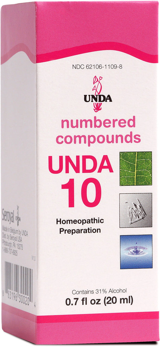 UNDA 10 Numbered Compounds bottle for daily holistic wellness routine.