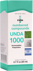 UNDA 1000 Numbered Compounds bottle label close-up, biodynamic herbs featured for toxin balance.