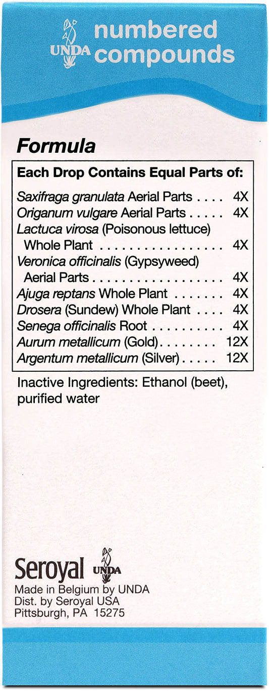 UNDA 16 Numbered Compounds label with clear usage guidance for easy reference.