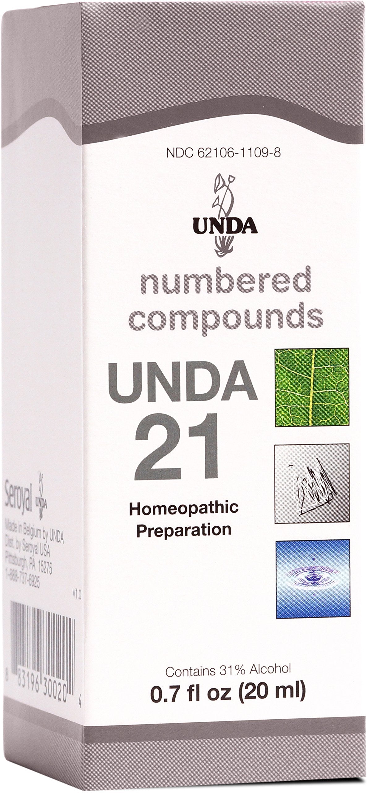 UNDA 21 Numbered Compounds bottle pouring for daily wellness routine
