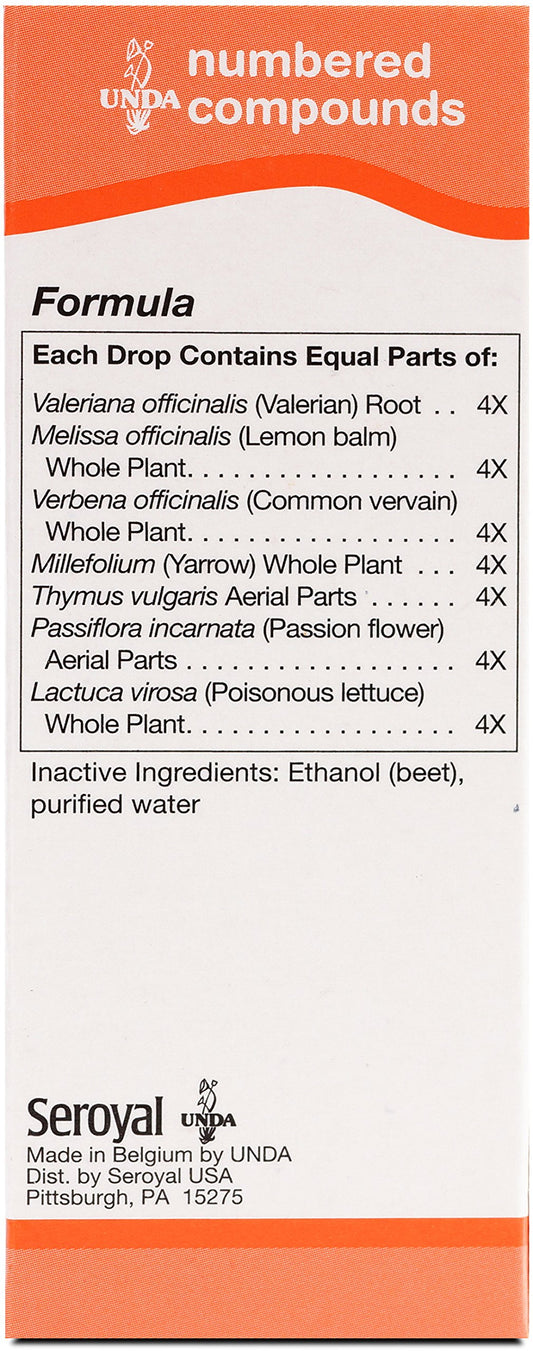 UNDA 228 Numbered Compounds label showing ingredients and biodynamic origins