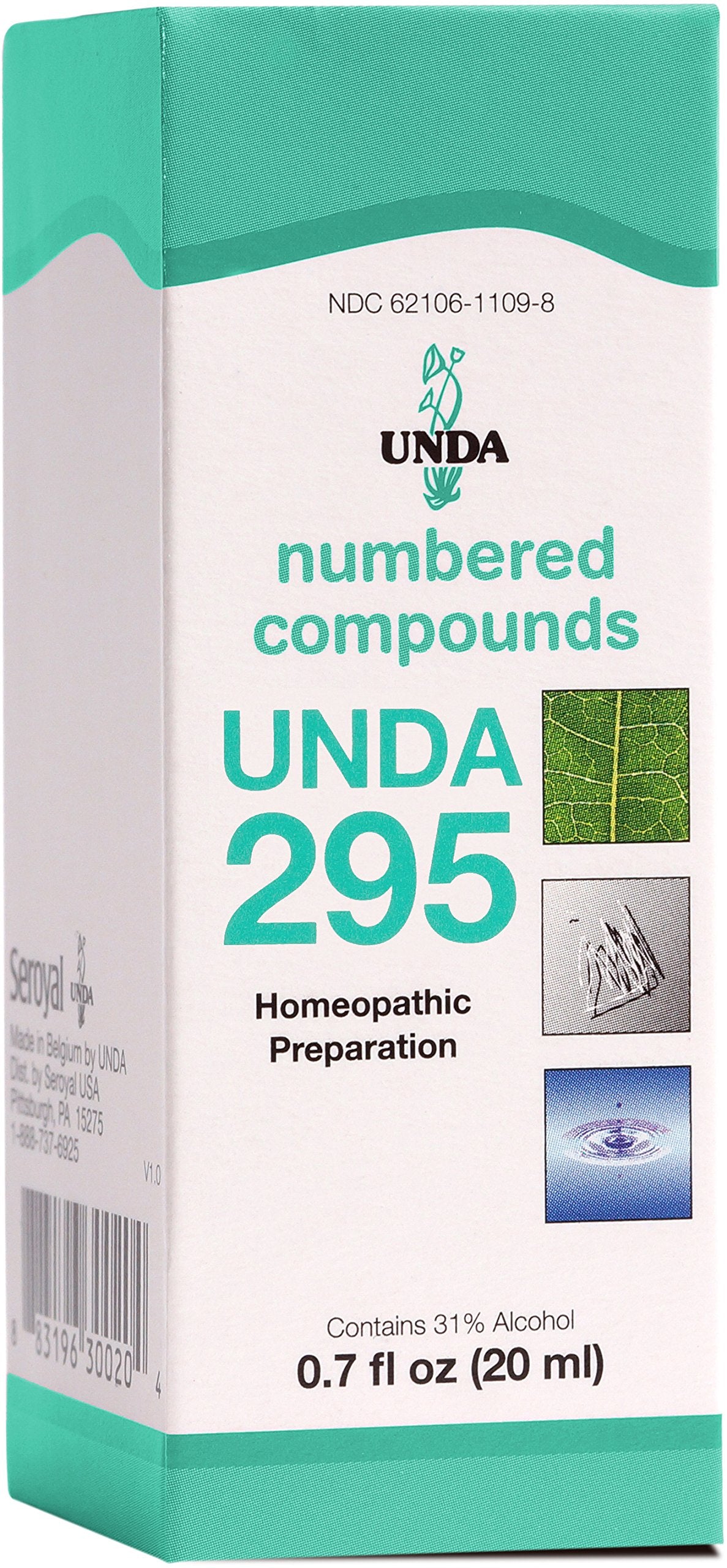 UNDA 295 Numbered Compounds bottle prepared for targeted organ support.