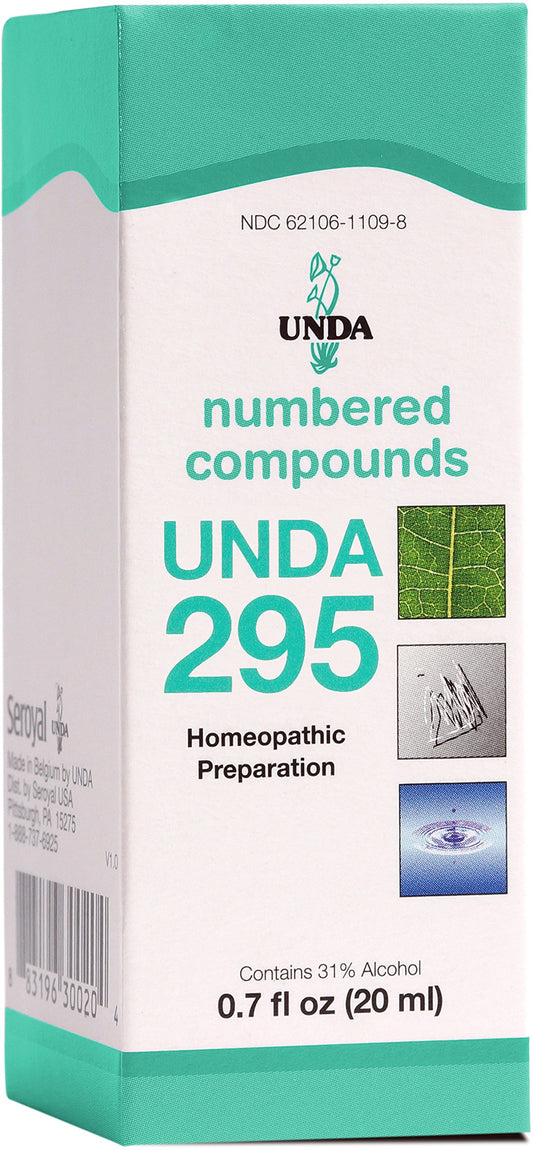 UNDA 295 Numbered Compounds bottle prepared for targeted organ support.