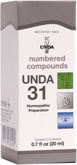 UNDA 31 Numbered Compounds bottle label, potential support for overall balance and well-being.