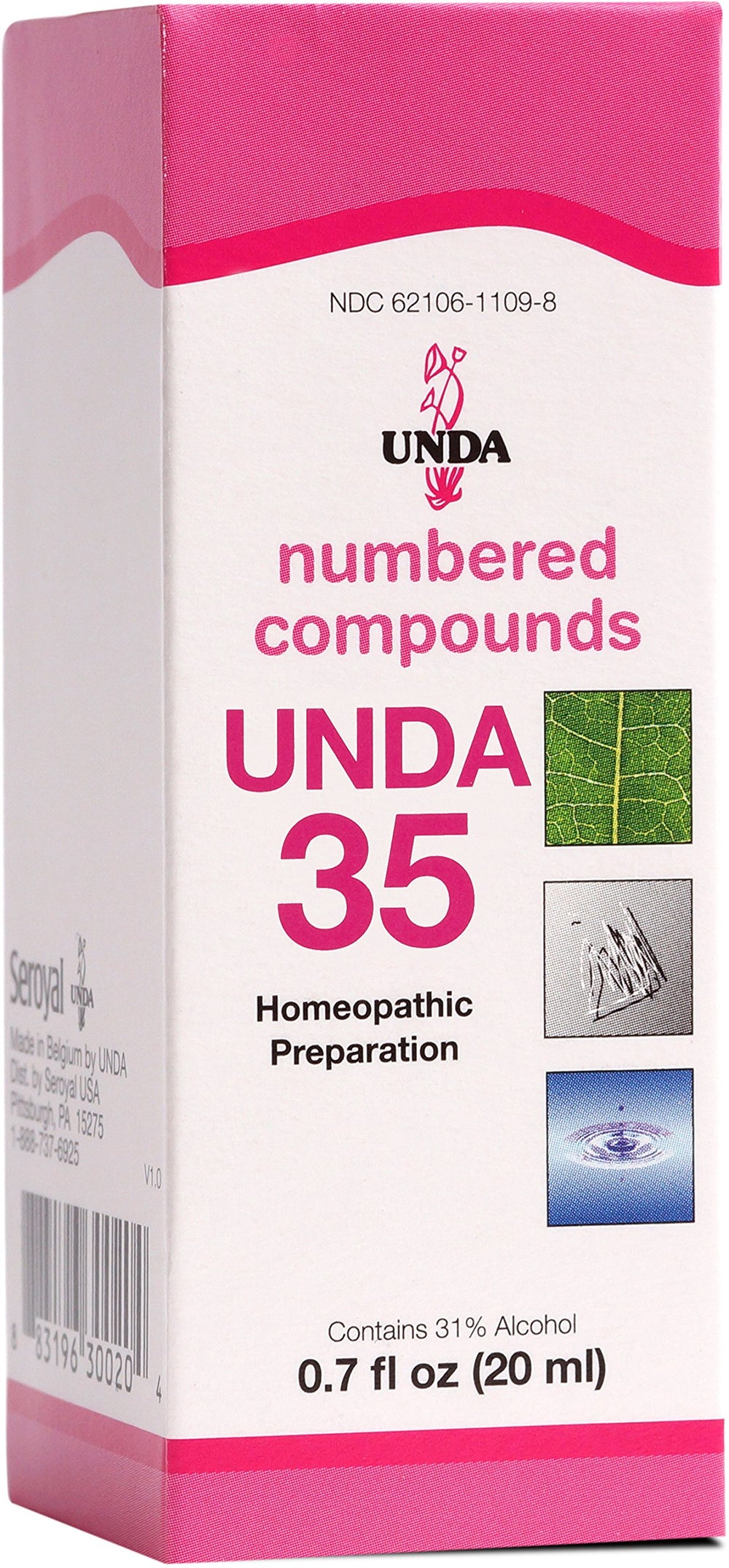 UNDA 35 Numbered Compounds bottle for everyday use supporting holistic wellness