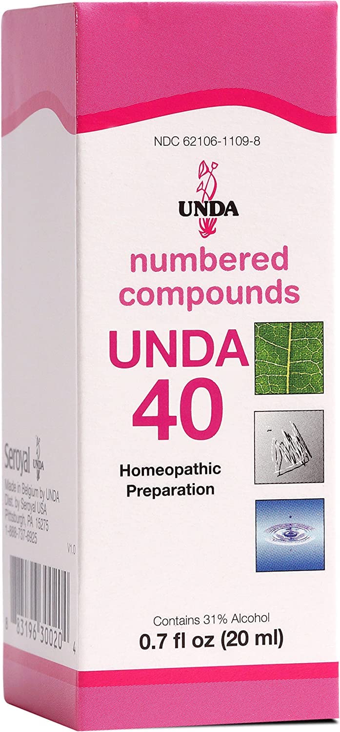 UNDA 40 Numbered Compounds bottle with biodynamic botanicals for holistic use