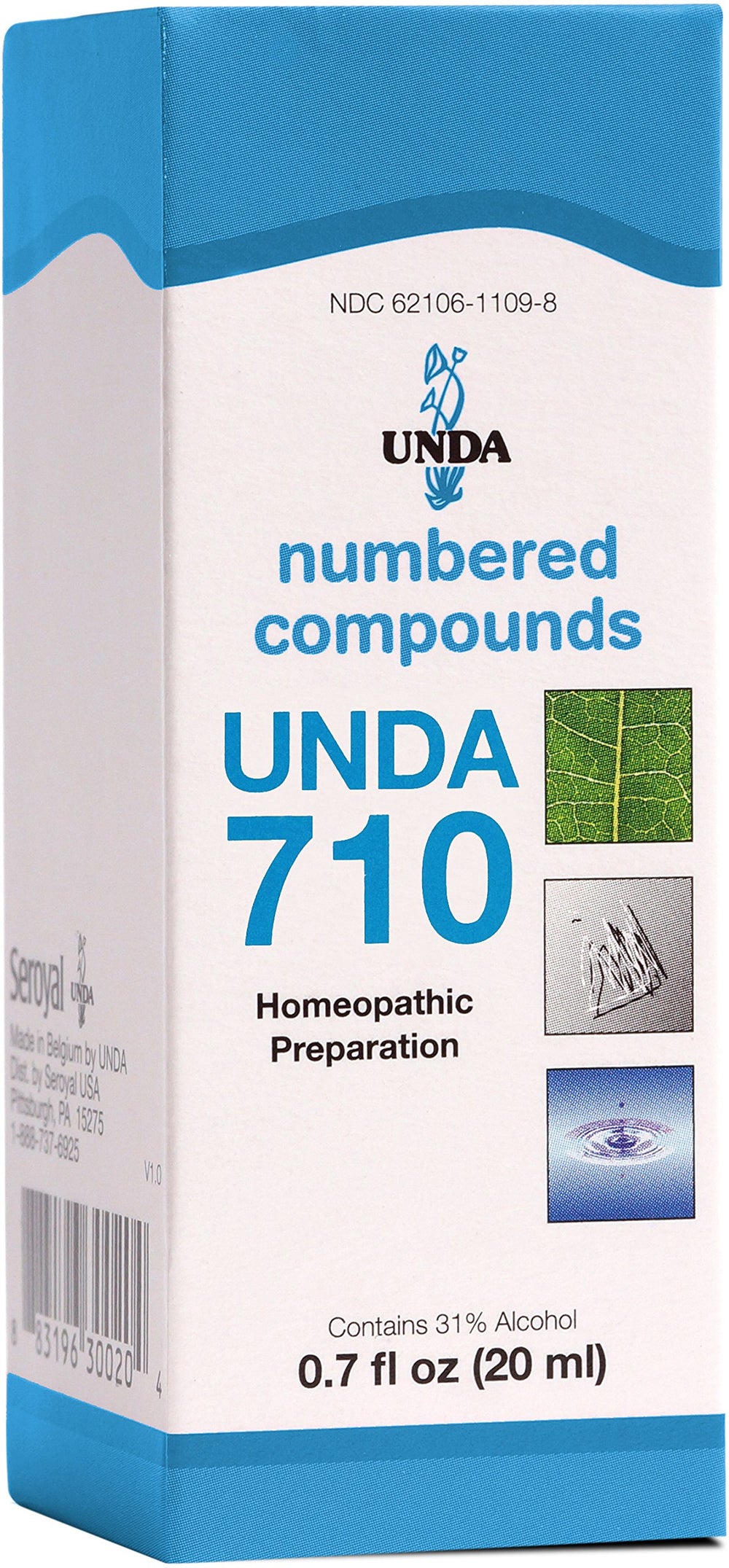 UNDA 710 Numbered Compounds bottle with dropper for at-home holistic preparation
