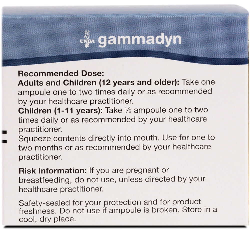 Front label of UNDA Gammadyn Magnesium highlighting biodynamic materials