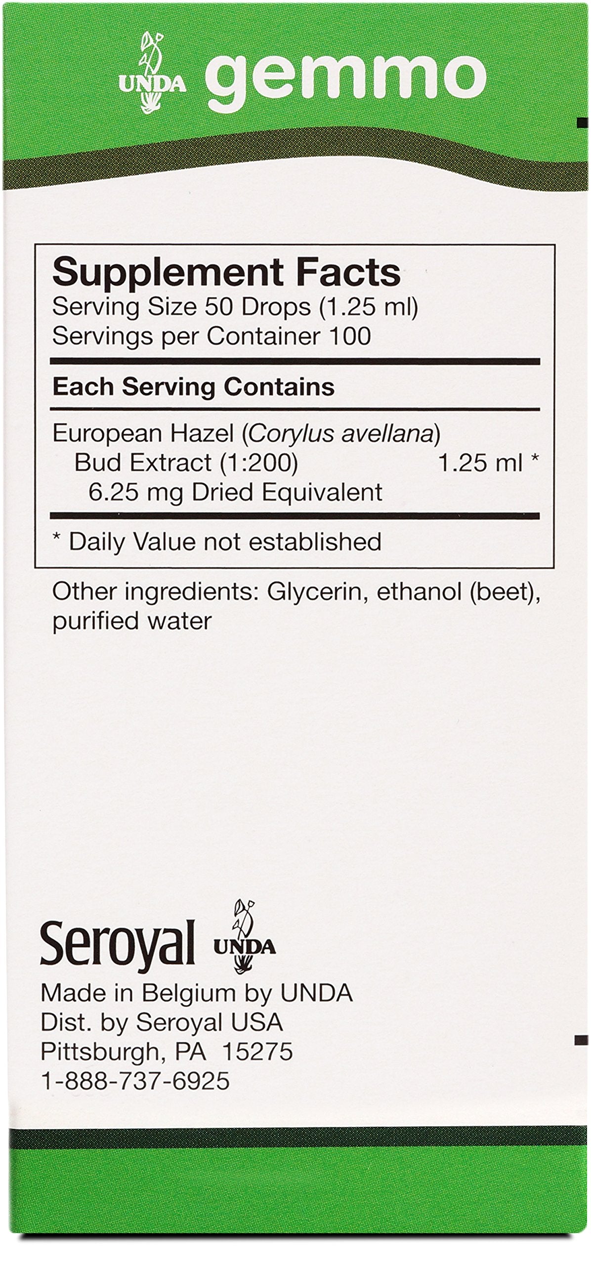 Close-up of European hazel bud with UNDA label highlighting biodynamic ingredients
