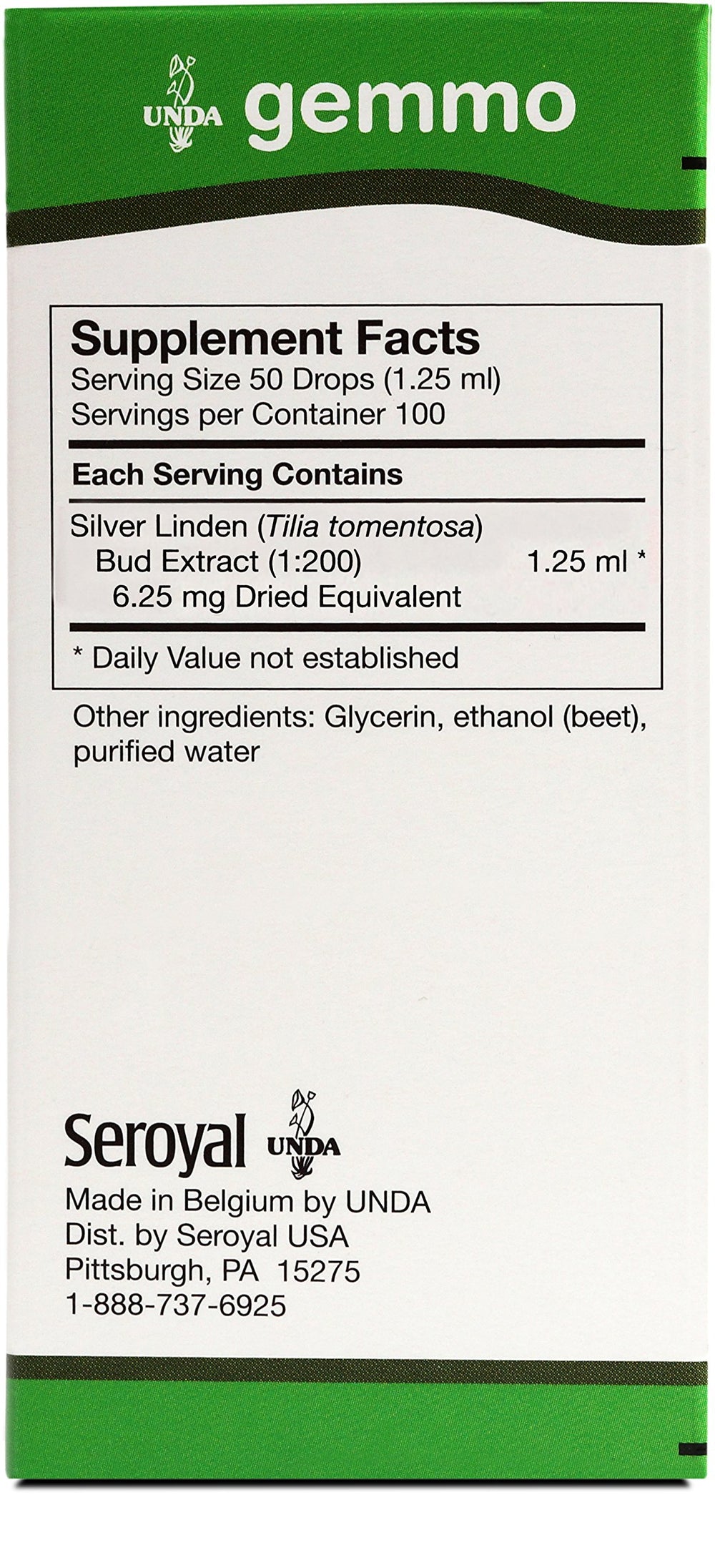 UNDA Gemmo Therapy bottle with silver-linden essence, possible immune and lymphatic support.