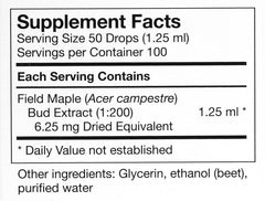 Label close-up on UNDA Gemmo Acer Campestre bottle showing traditional modalities