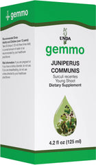 UNDA Gemmo Therapy Juniperus Communis young shoot extract bottle highlights plant-based tissue support.