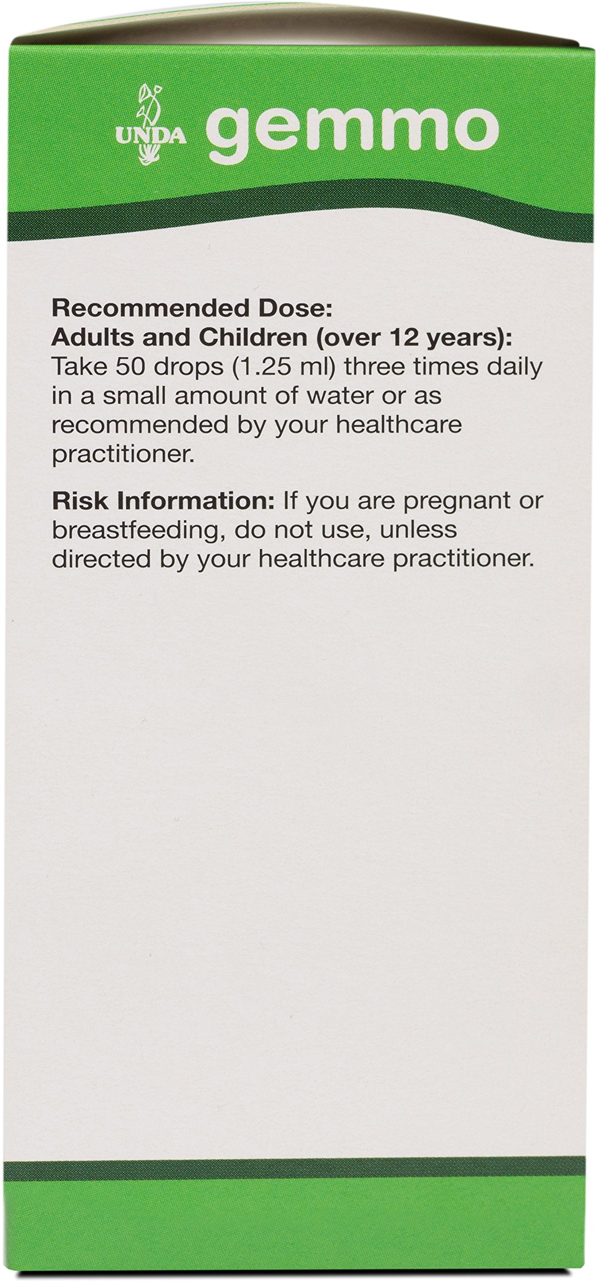 UNDA Gemmo Therapy label details showing biodynamic sourcing and preparation