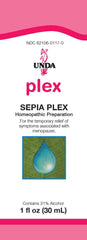 UNDA Sepia Plex bottle shown for temporary menopausal support.