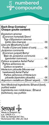 Close-up of UNDA Seven Numbered Compounds label highlighting biodynamic herbs.