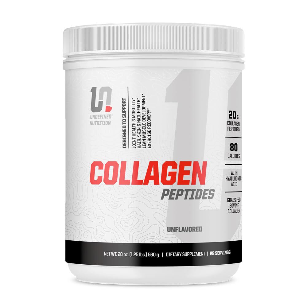 Undefined Nutrition Collagen Peptides bottle close-up for daily joint and skin support.