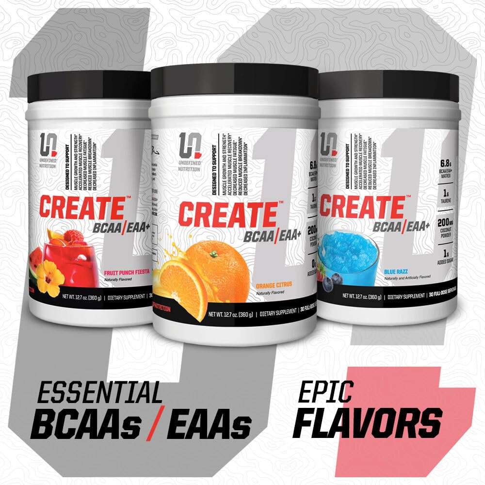 Undefined Nutrition Create BCAA/EAA+ powder close-up highlighting texture and blend quality