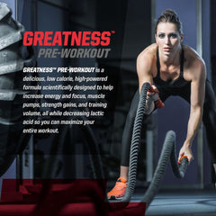 Undefined Nutrition Greatness Pre-Workout blue razz container side shows citrulline malate and beta-alanine.