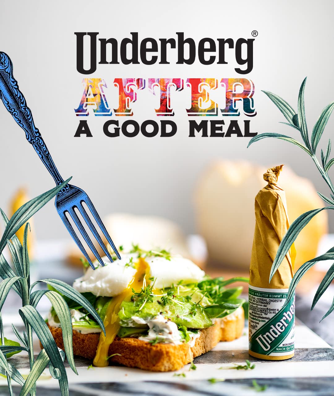 Underberg label highlights traditional herbal notes and clean ingredient list.