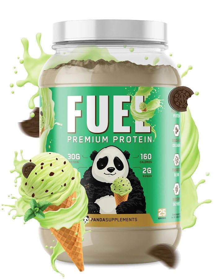 Underground Bio Labs Panda Fuel bottle in mint chocolate ice cream flavor for post-workout recovery.