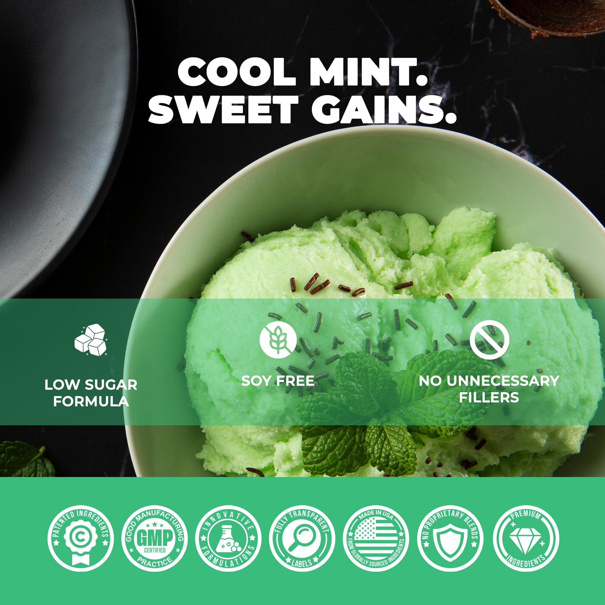 Mint chocolate ice cream flavor swirls on Panda Fuel label.
