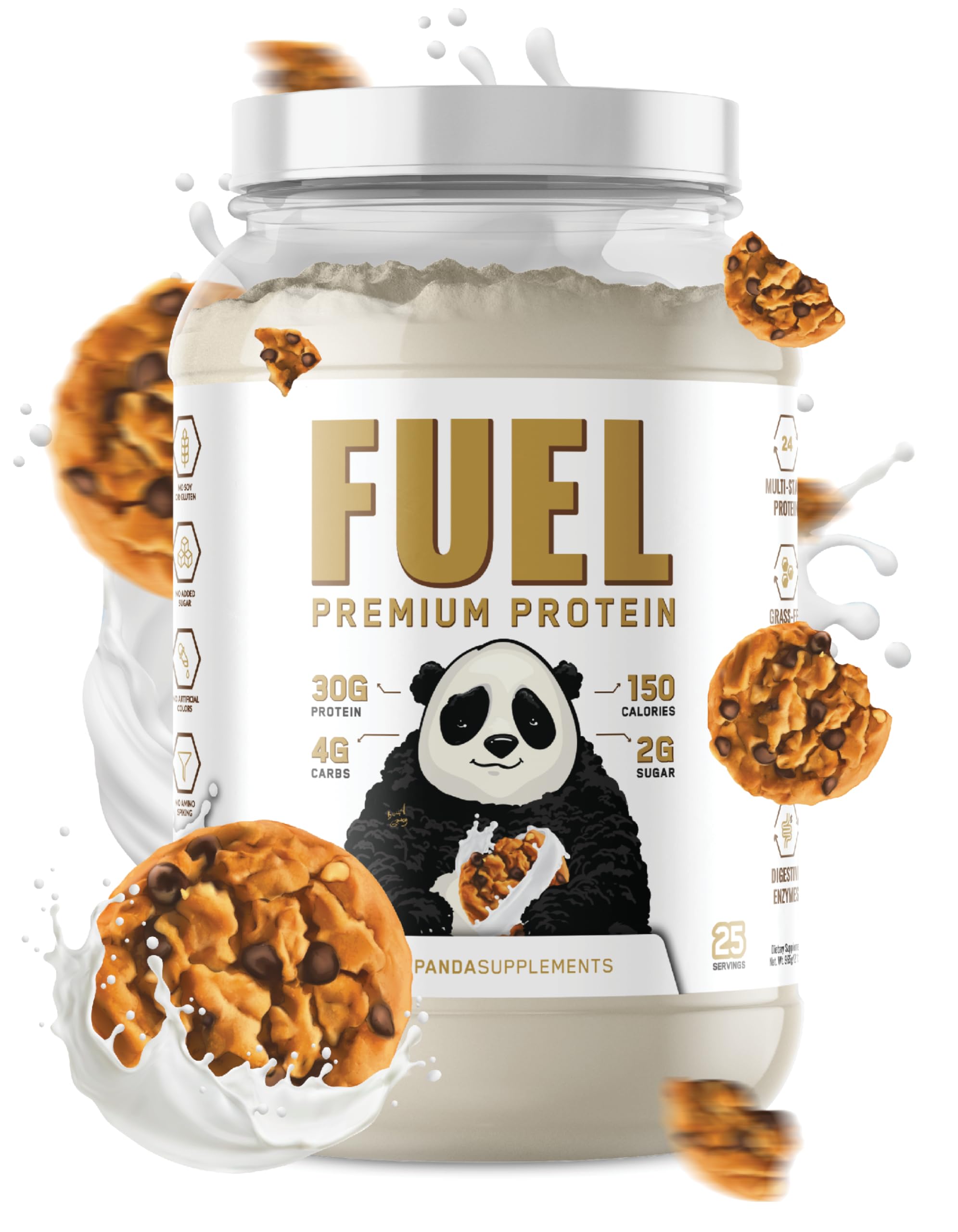 Underground Bio Labs Panda Fuel bottle showcases 30g protein per serving for sustained energy.