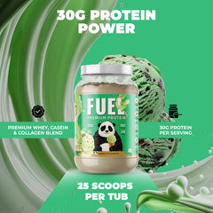 Time-release feature badge on Panda Fuel packaging for sustained amino acids.