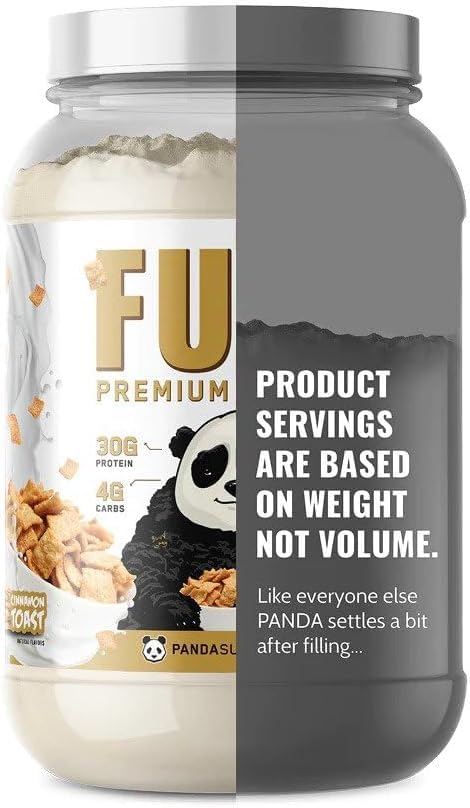 Panda Fuel whey scoop reveals powder texture ideal for shakes