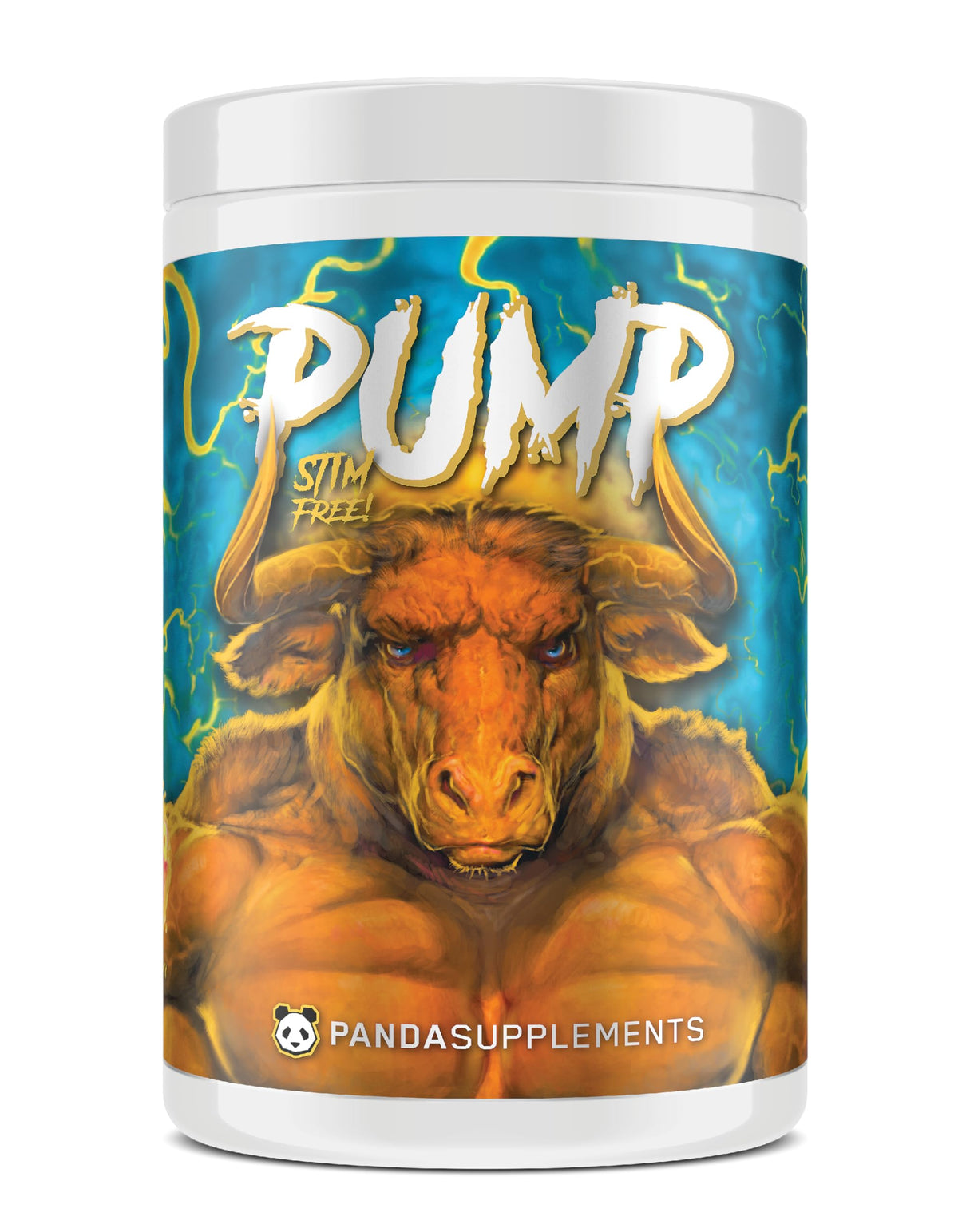 Underground Bio Labs Panda Pump bottle label highlights stimulant-free pre-workout benefits