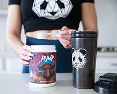 Panda Pump scoop beside powder suggests precise dosing for workouts.