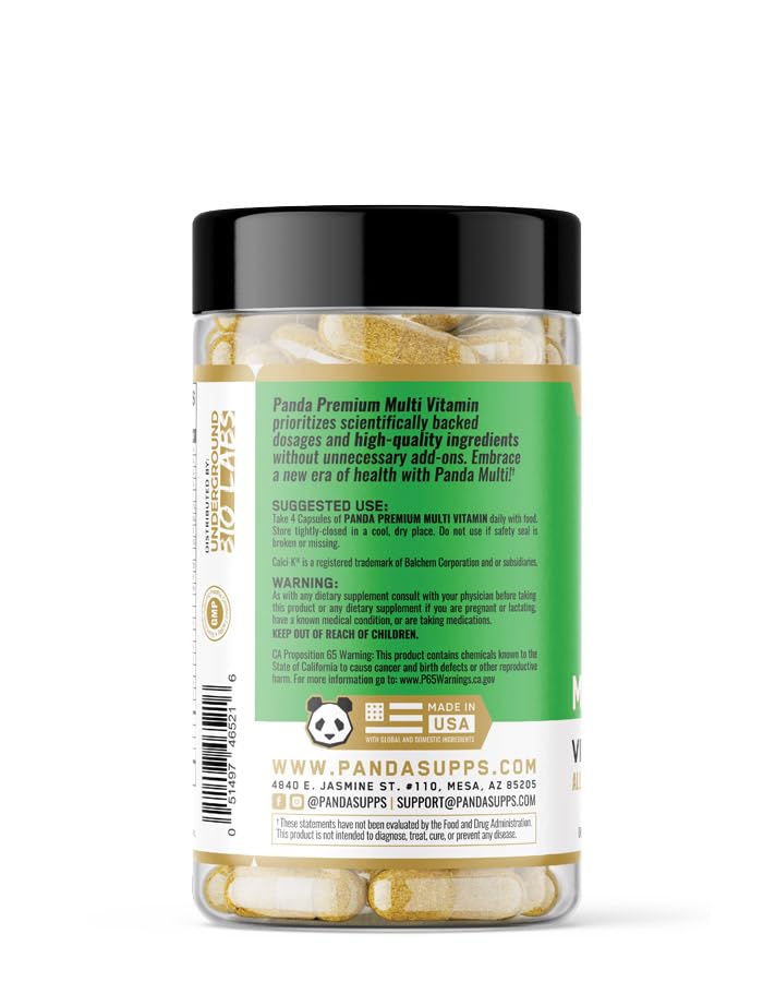 Daily-use Panda Supps pack showing 120 capsules for routine use.