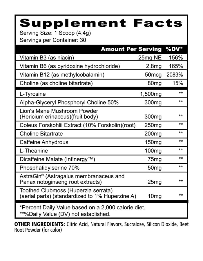 Underground Bio Labs Panda Supps Focus label closeup shows premium nootropic blend.