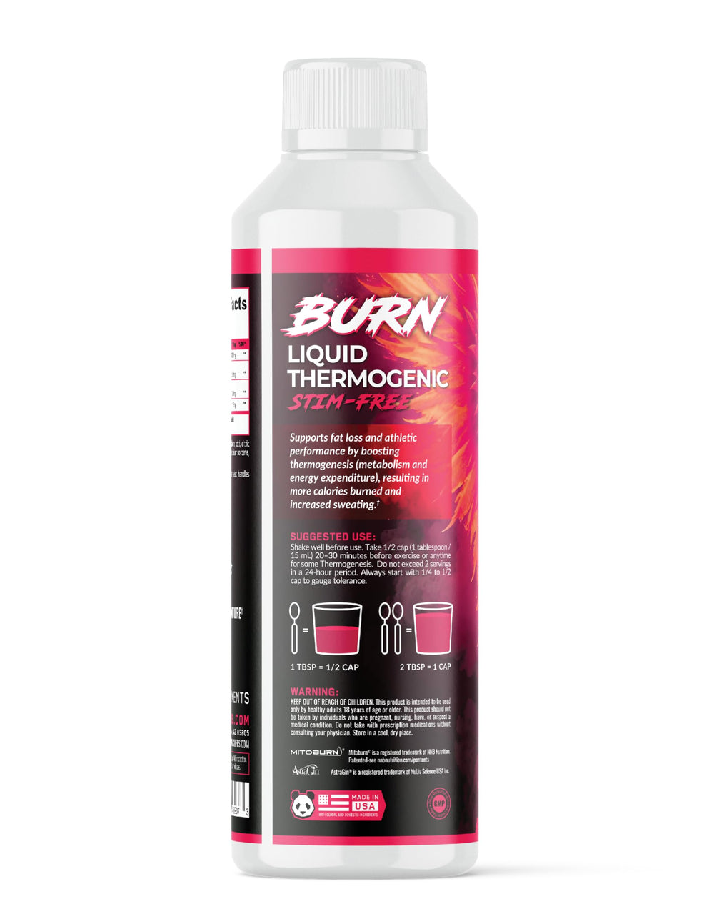 Underground Bio Labs Panda Supps Liquid Burn bottle front highlights raspberry limeade flavor