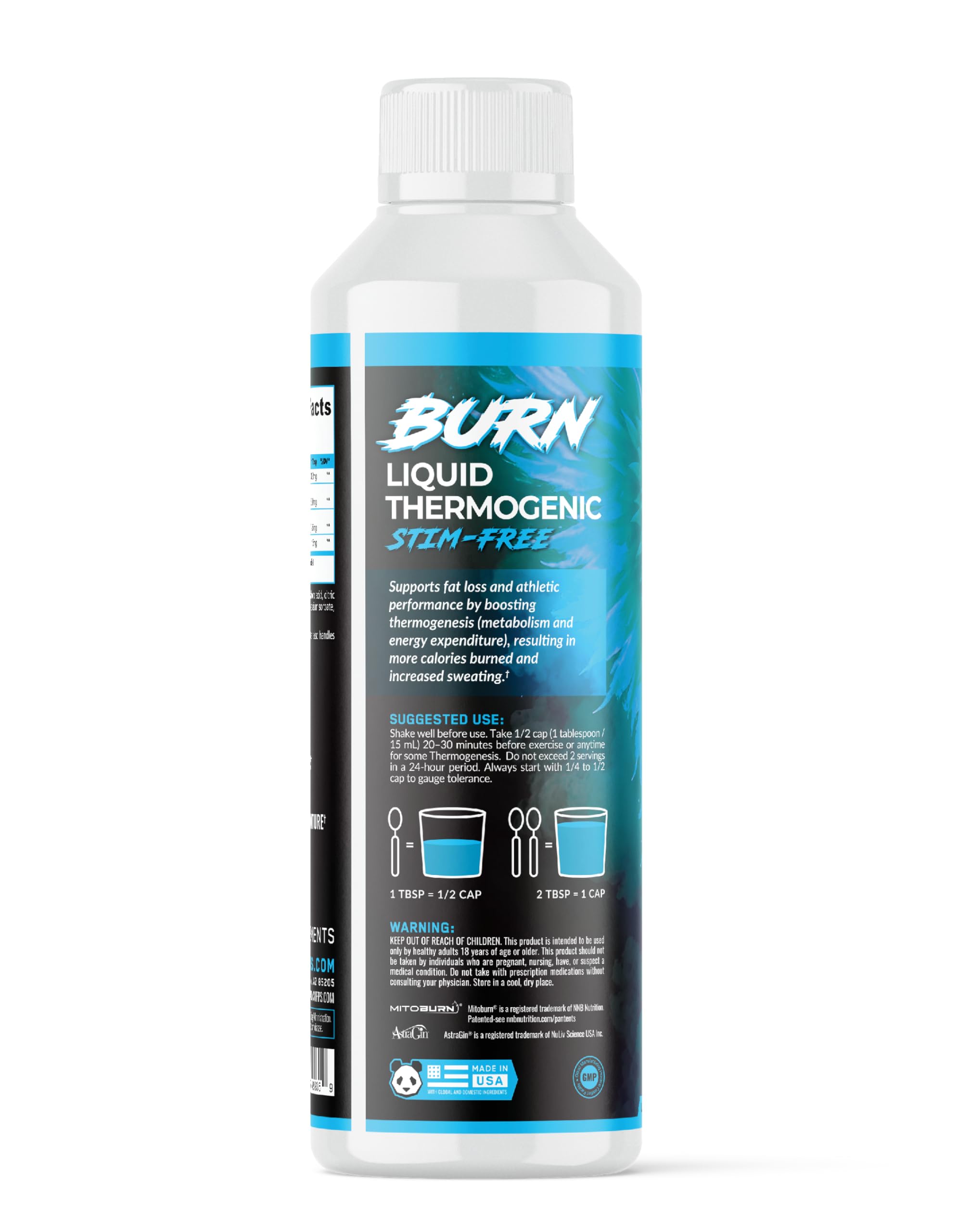 Underground Bio Labs Panda Supps Liquid Burn label closeup with ingredients