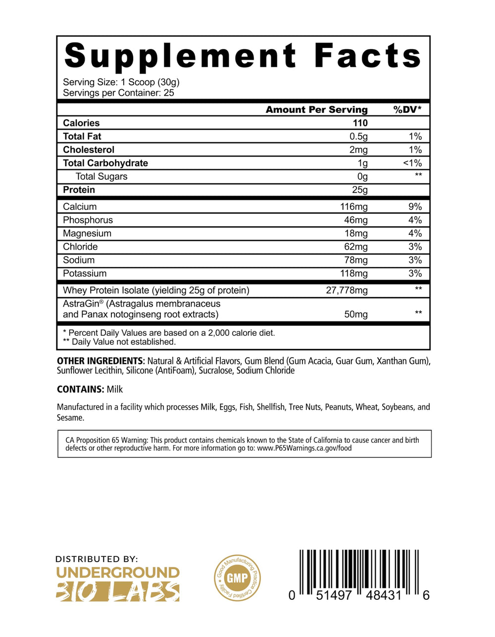 Panda Fuel ISO tub highlights 25 g protein per serving from whey isolate.