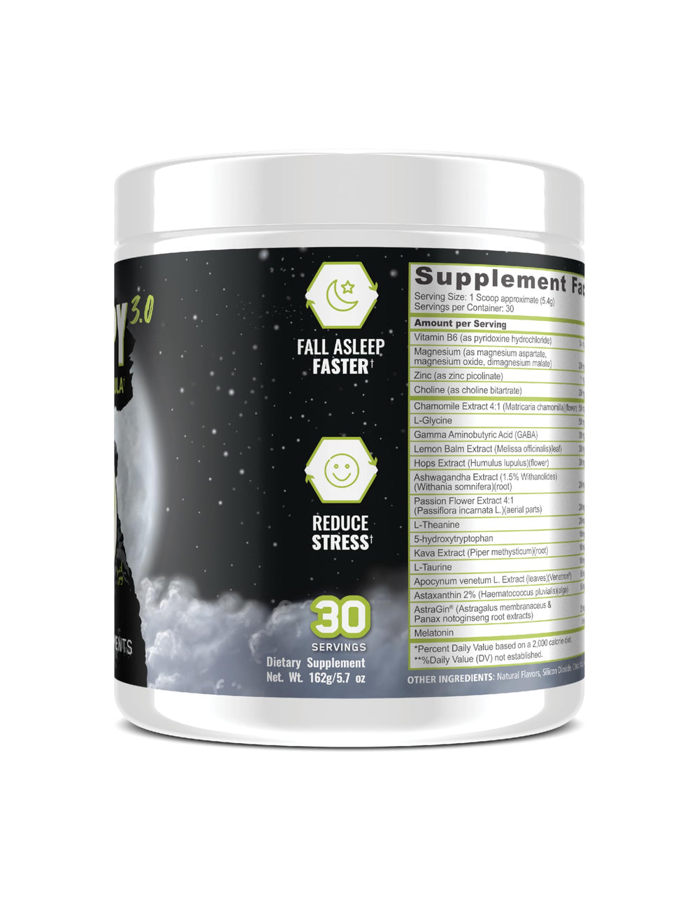 Underground Bio Labs Panda Supps Sleepy 3.0 scoop in glass for easy mixing.