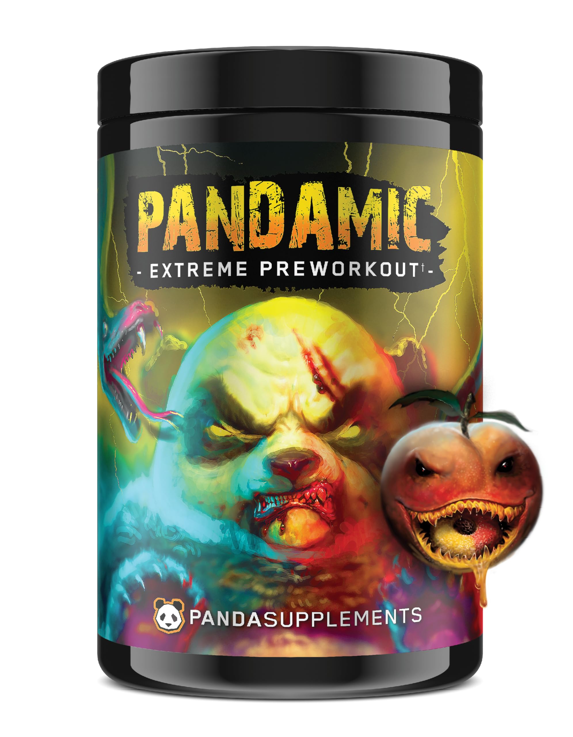 Underground Bio Labs Panda Pandamic Extreme peach rings pre-workout highlighting explosive focus.