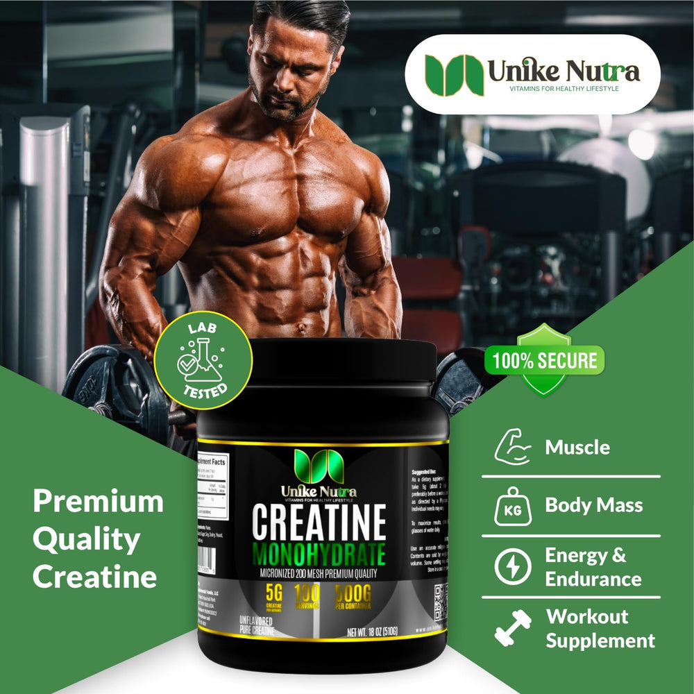 Unike Nutra Creatine Monohydrate crystals show purity and fast solubility