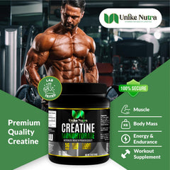 Unike Nutra Creatine Monohydrate crystals show purity and fast solubility
