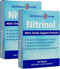 UniScience Nitrinol bottle label with beetroot extract for circulatory support.