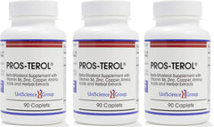 UniScience Pros-TEROL bottle showing a three-month supply for proactive prostate comfort