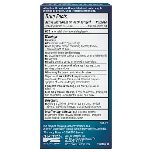 Two Unisom SleepGels bottles stacked to show the 2-pack value.